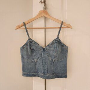 Express Denim Cropped Corset Top XS